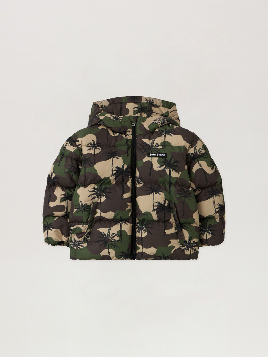 camo palms hoodie puffer jacket