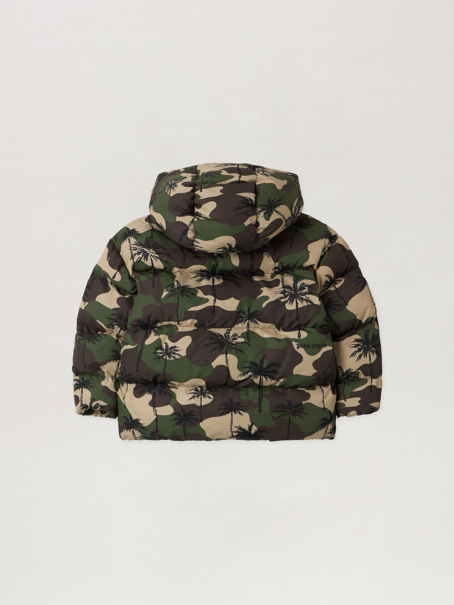 camo palms hoodie puffer jacket