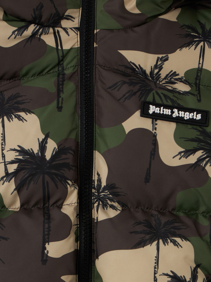 camo palms hoodie puffer jacket