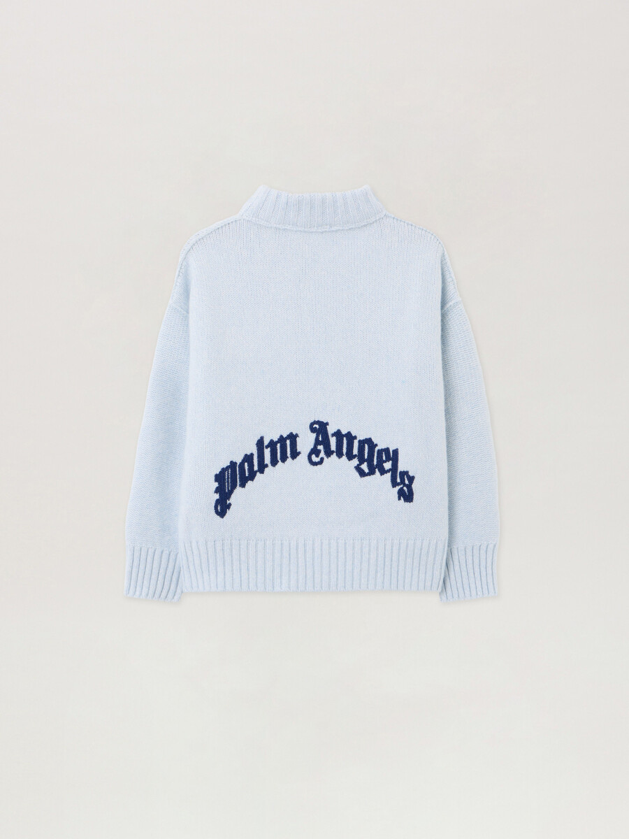 curved logo sweater