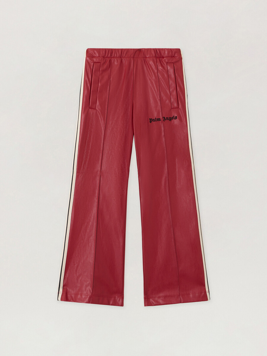 coated flare track pants