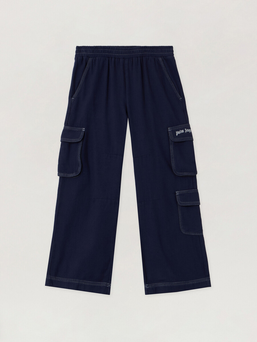 logo flannel loose cargo pants