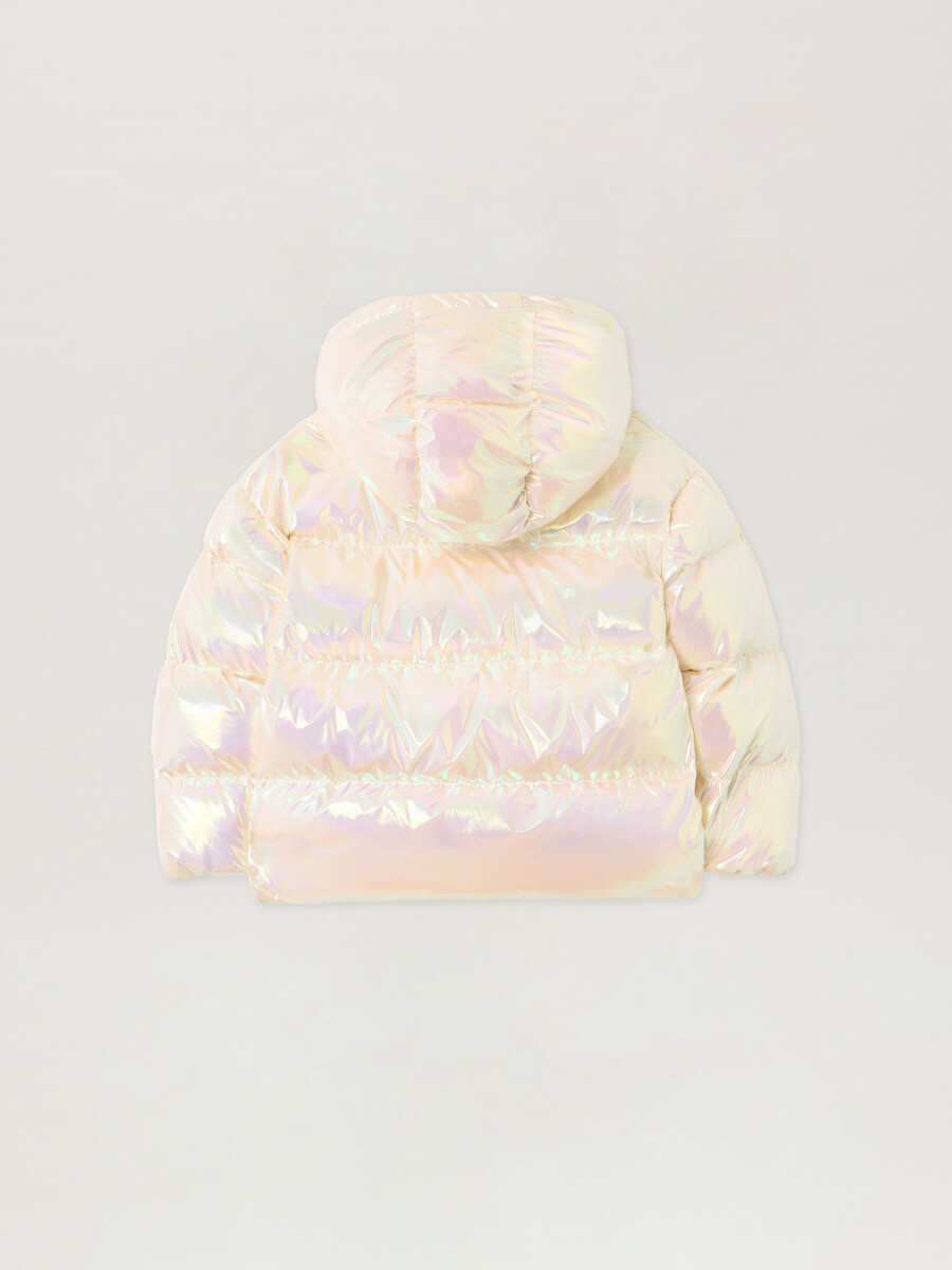 iridescent logo puffer jacket