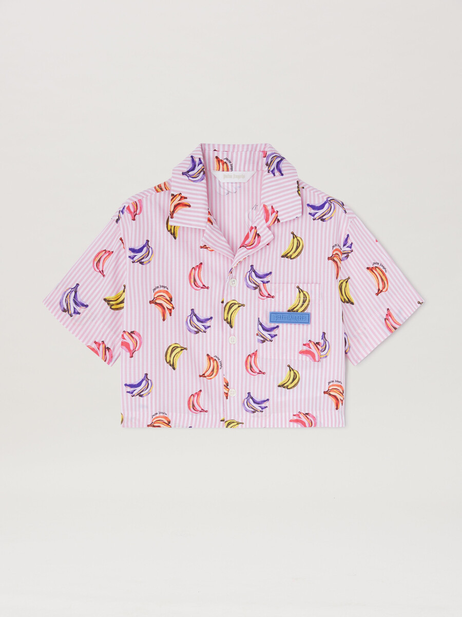 aop bananas cropped shirt ss rose pink
