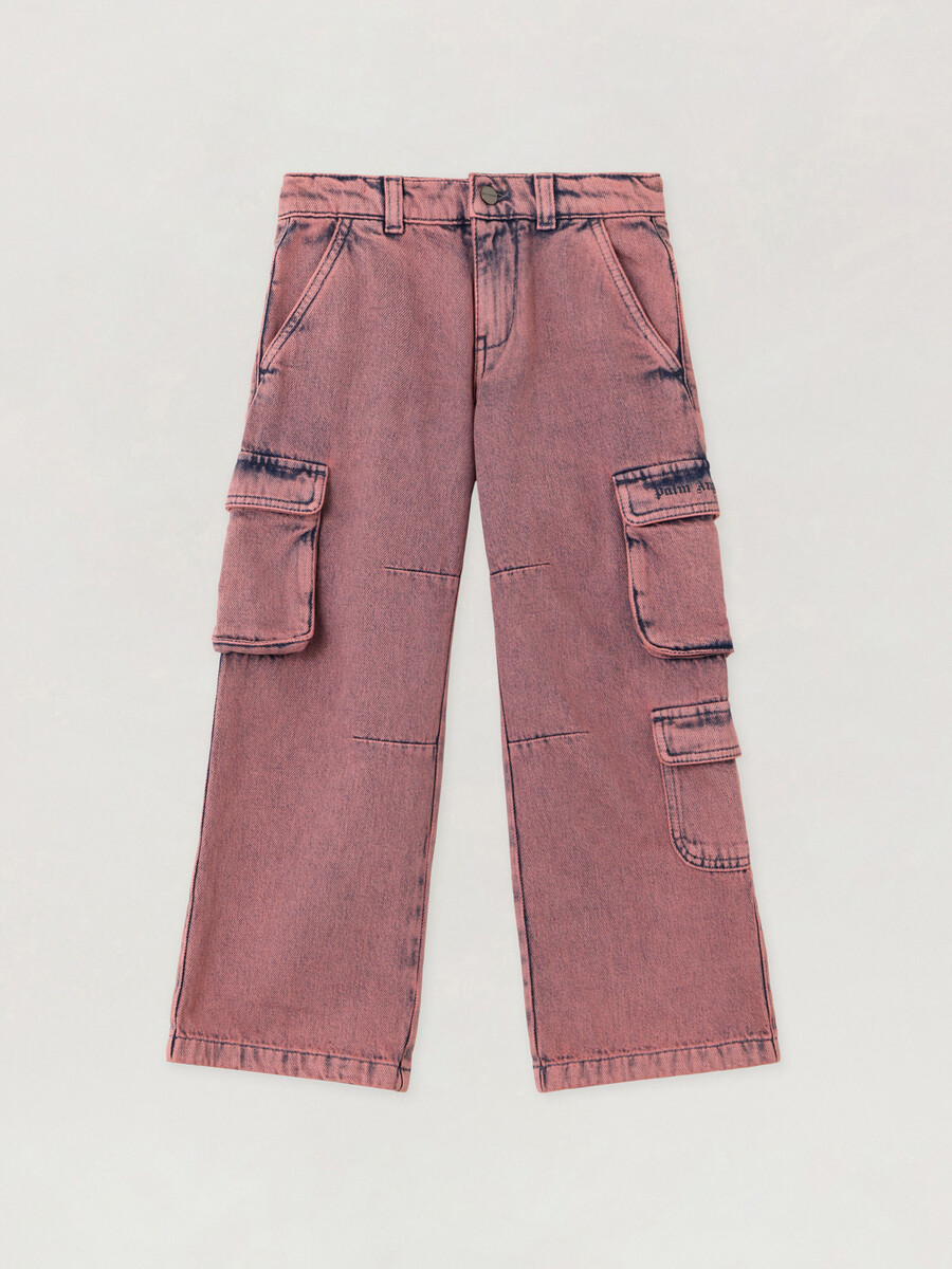overdye wide-leg cargo denim pants