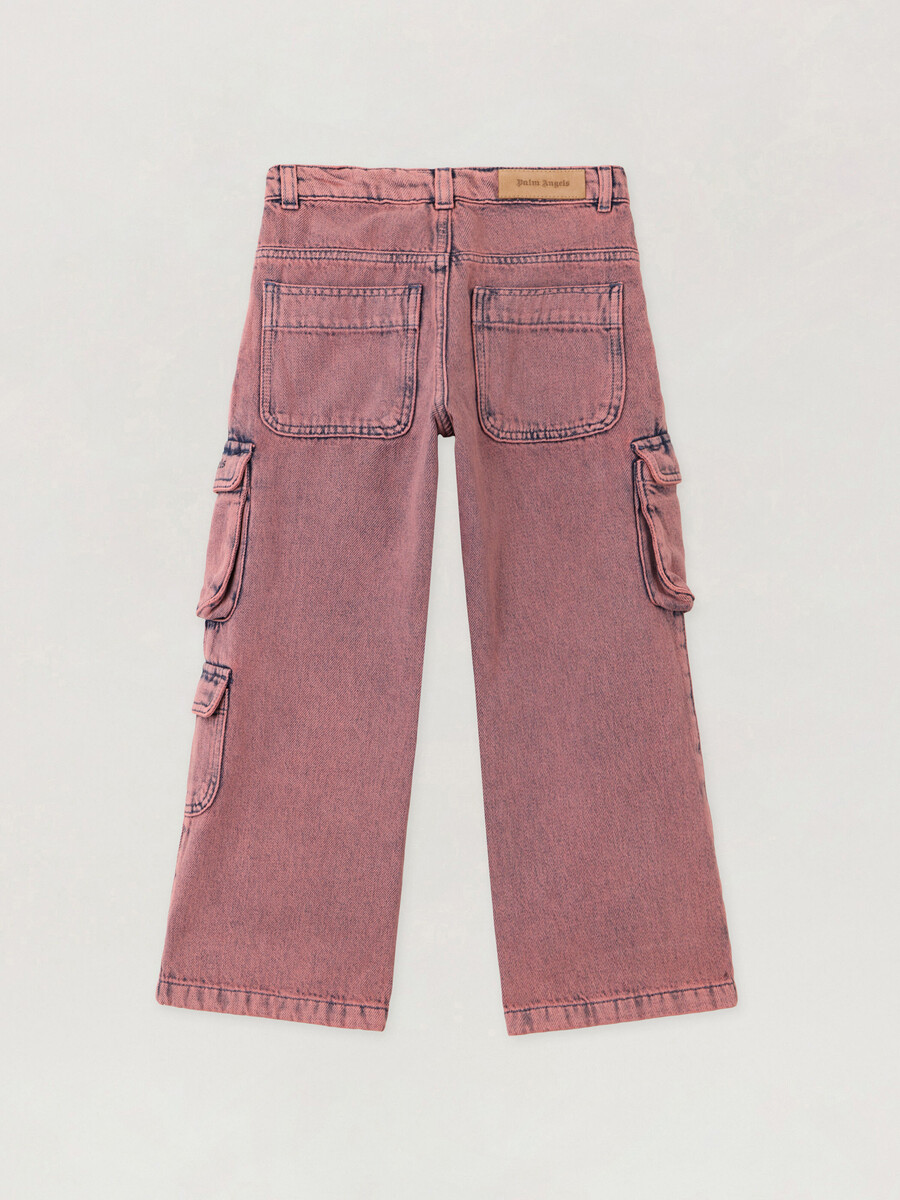 overdye wide-leg cargo denim pants