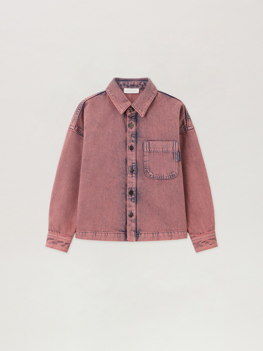 overdye denim crop shirt