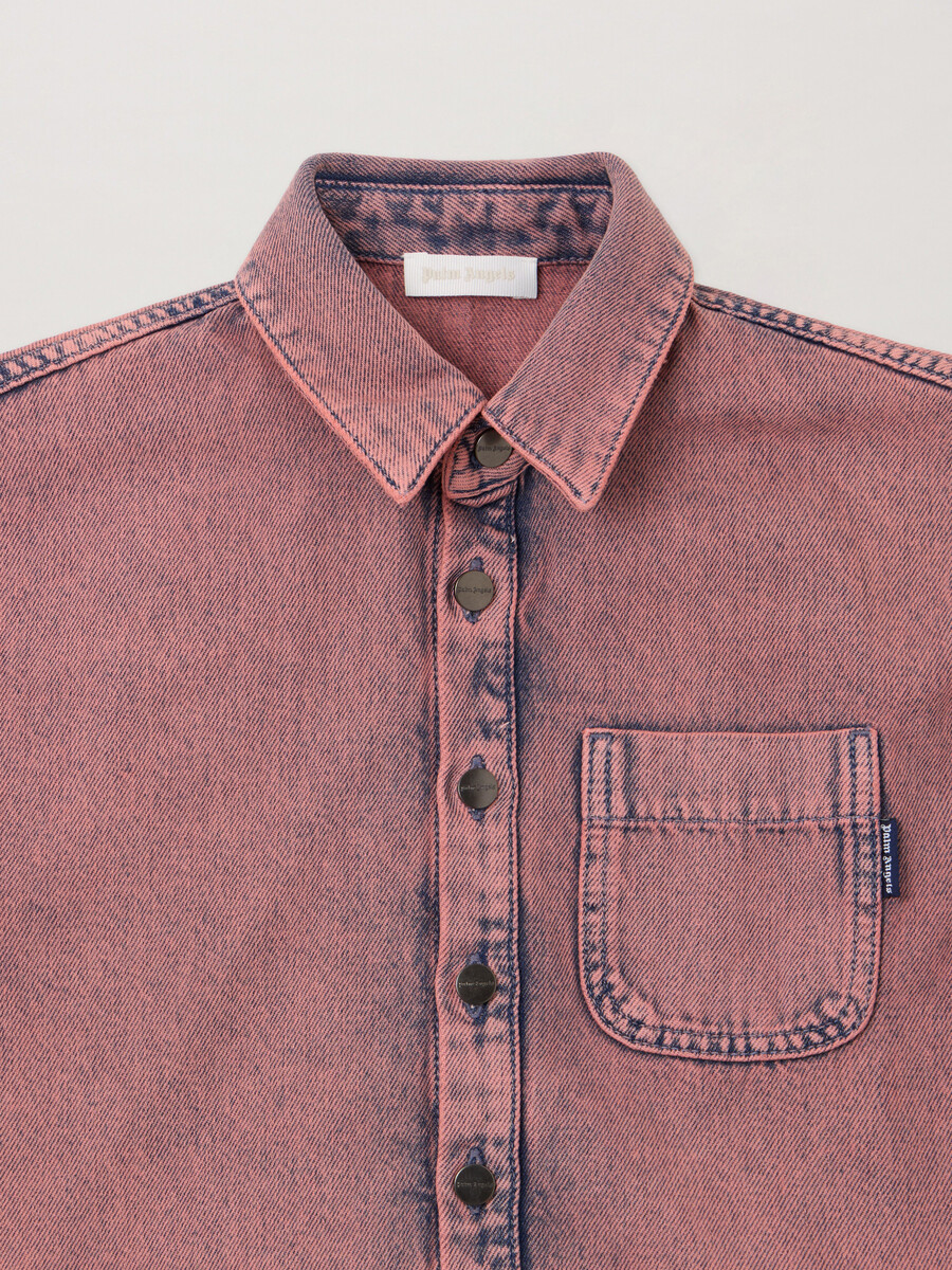 overdye denim crop shirt