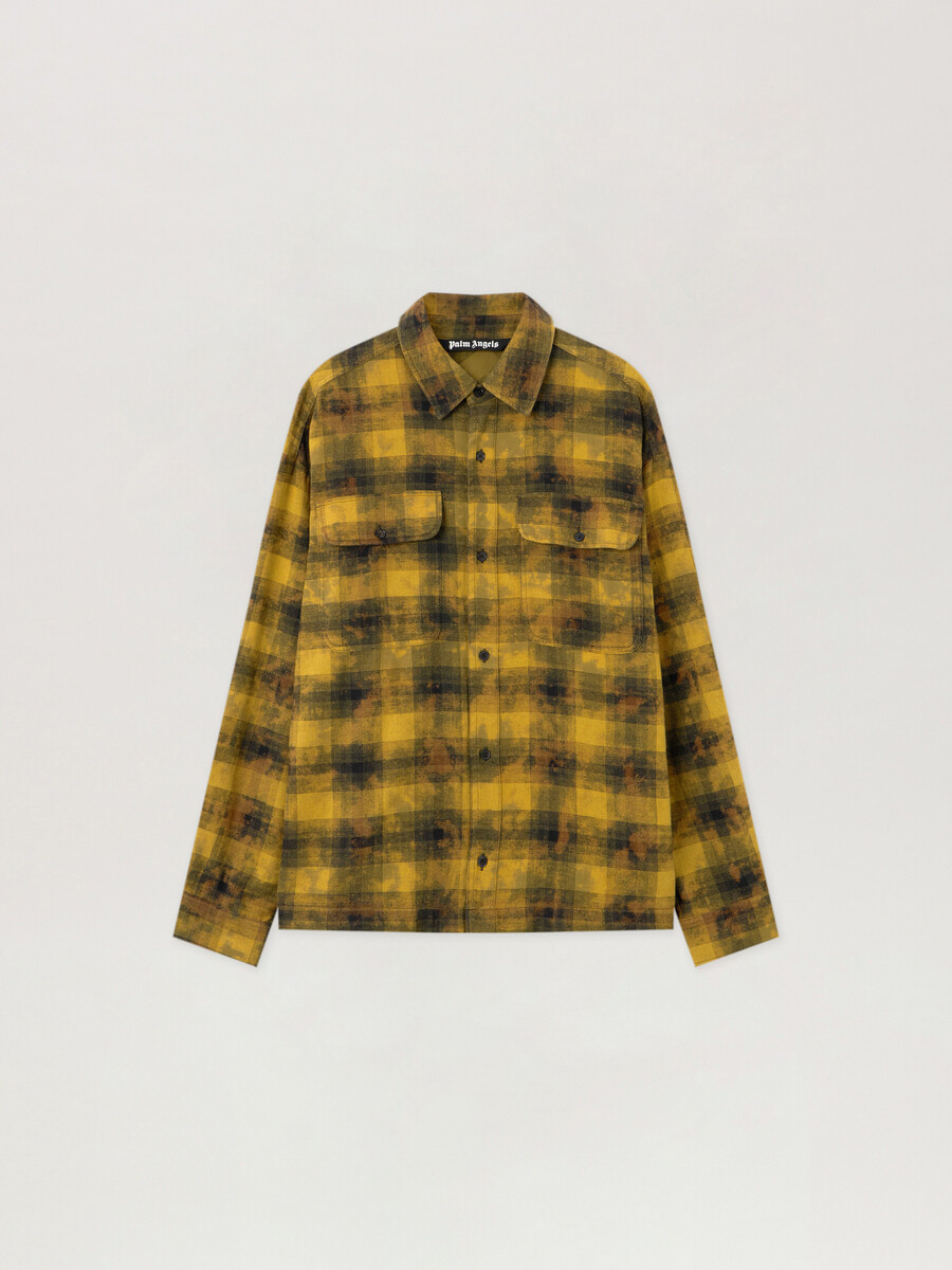 curved logo check shirt