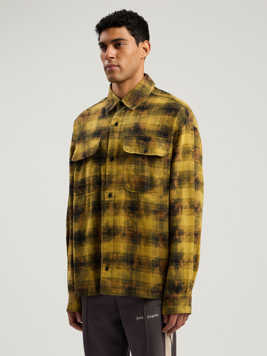 curved logo check shirt