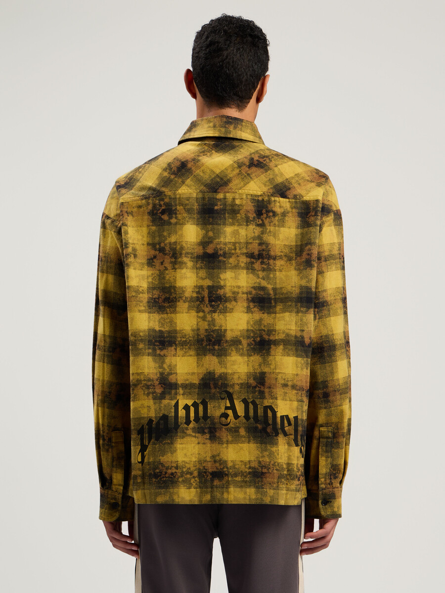 curved logo check shirt