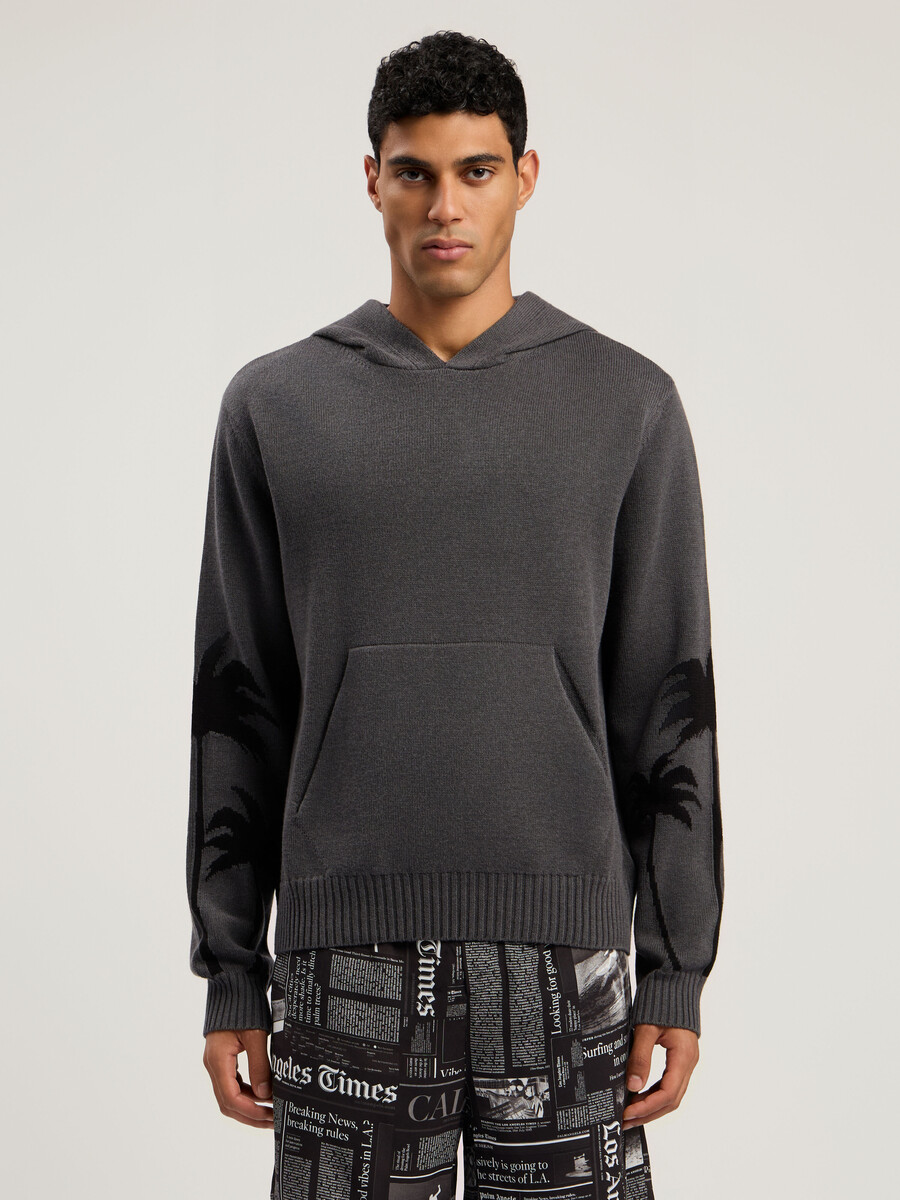 back palms knit hoodie