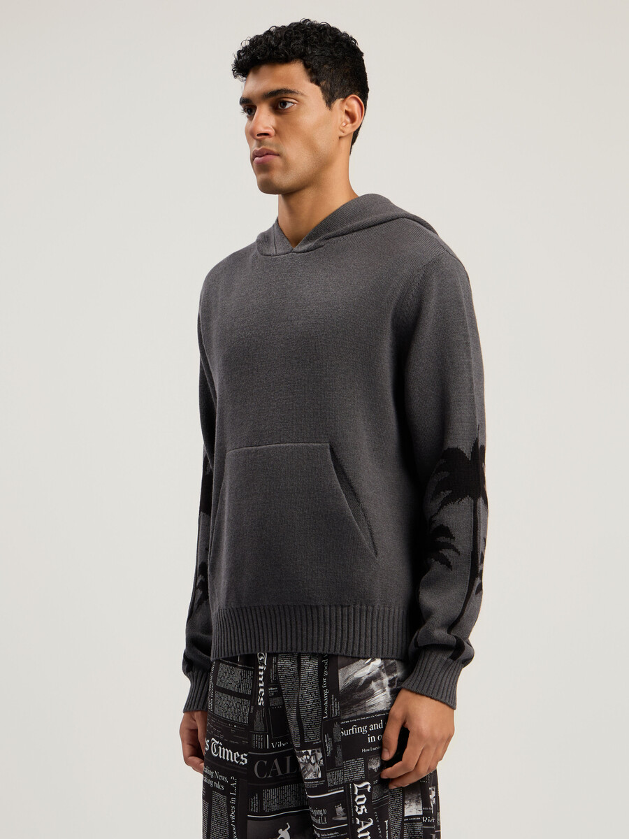 back palms knit hoodie