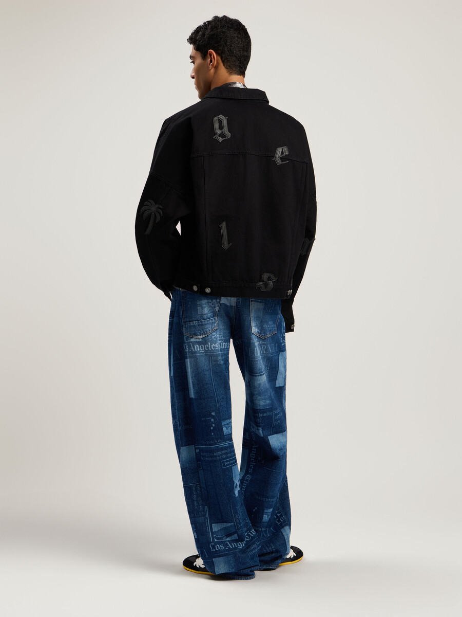 gothic logo denim jacket