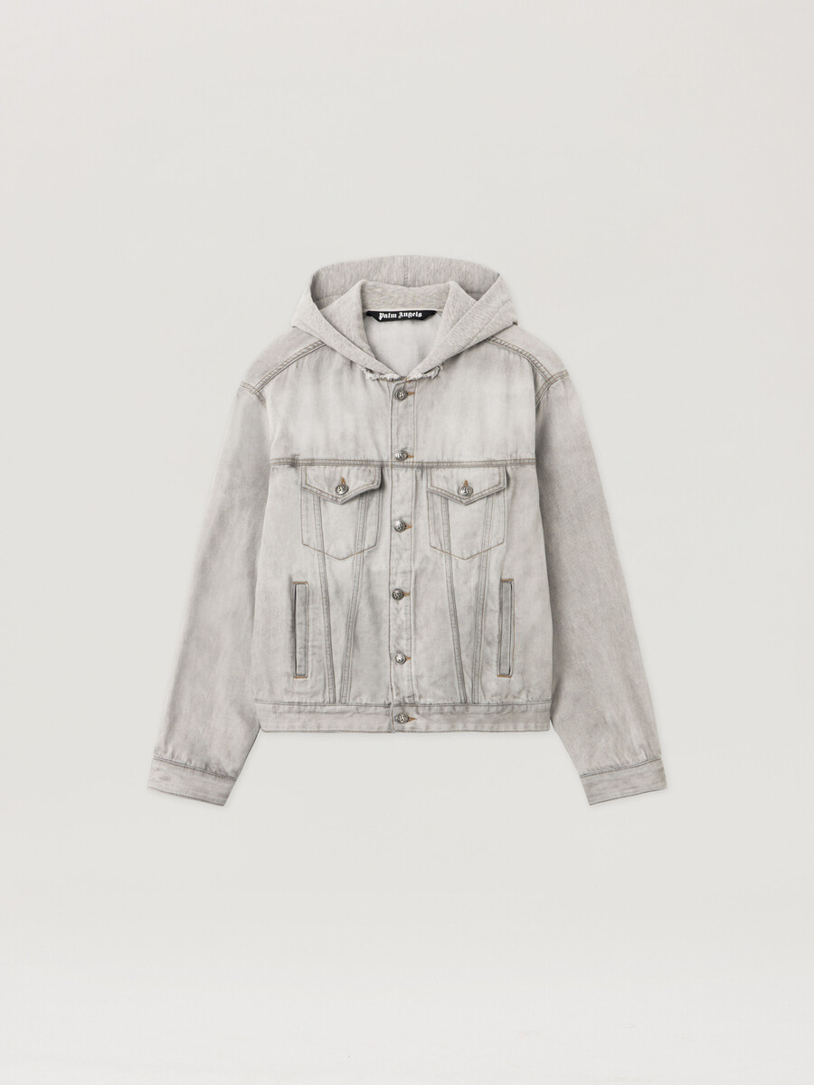 curved logo denim jacket