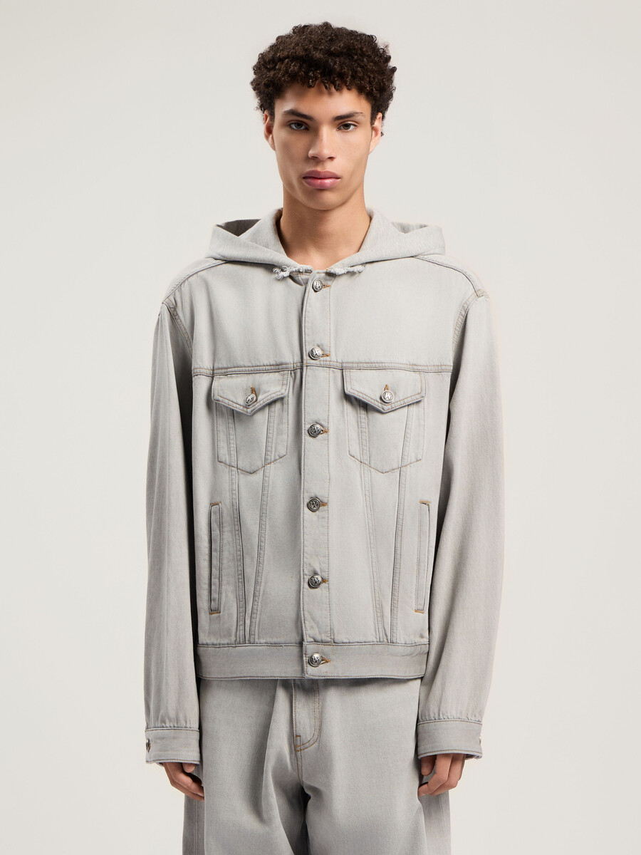 curved logo denim jacket