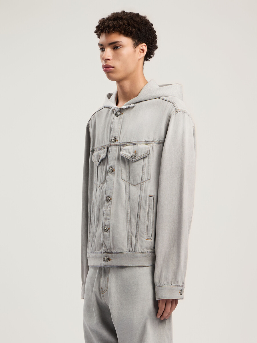 curved logo denim jacket