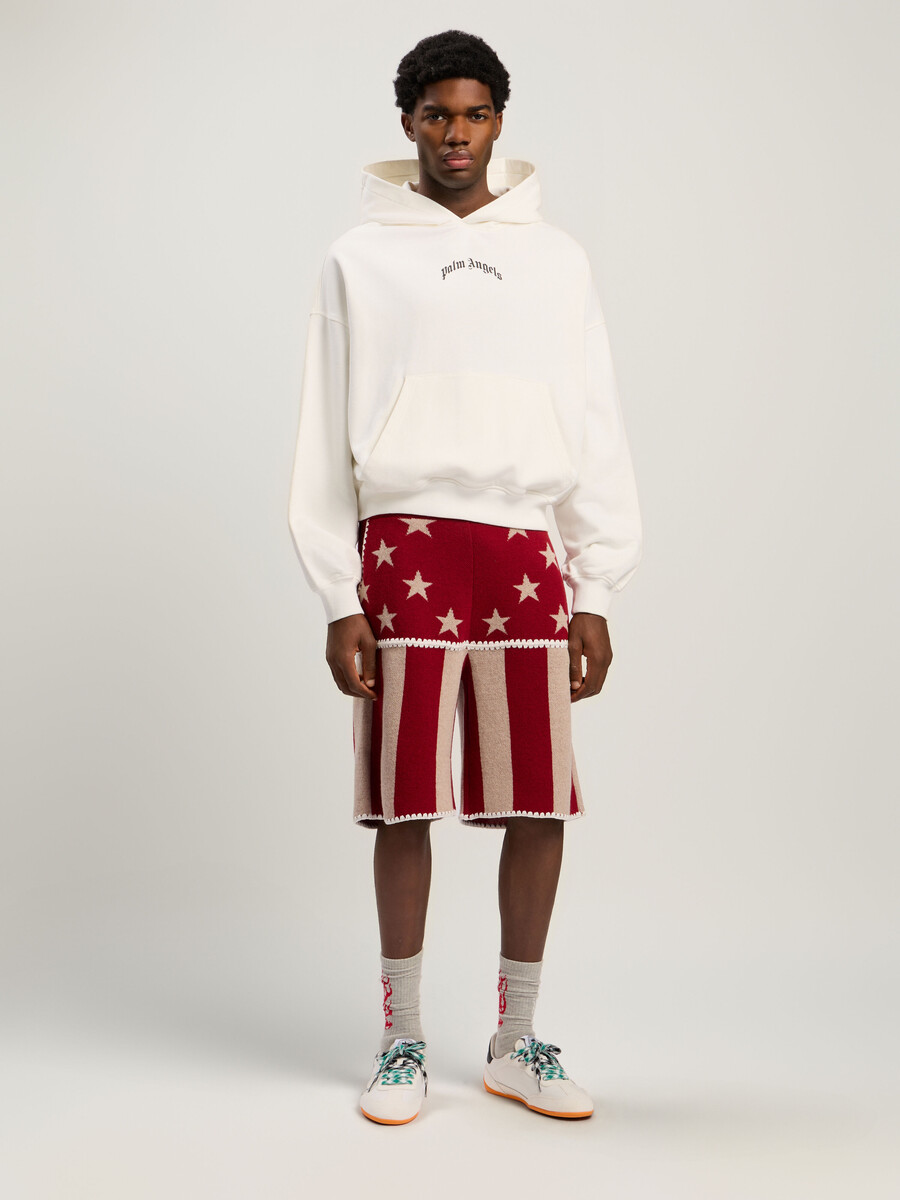 back curved logo loose hoodie