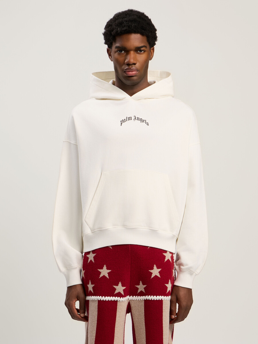 back curved logo loose hoodie