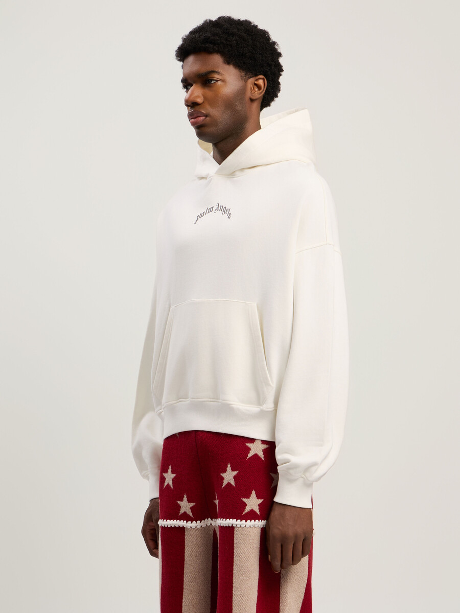 back curved logo loose hoodie