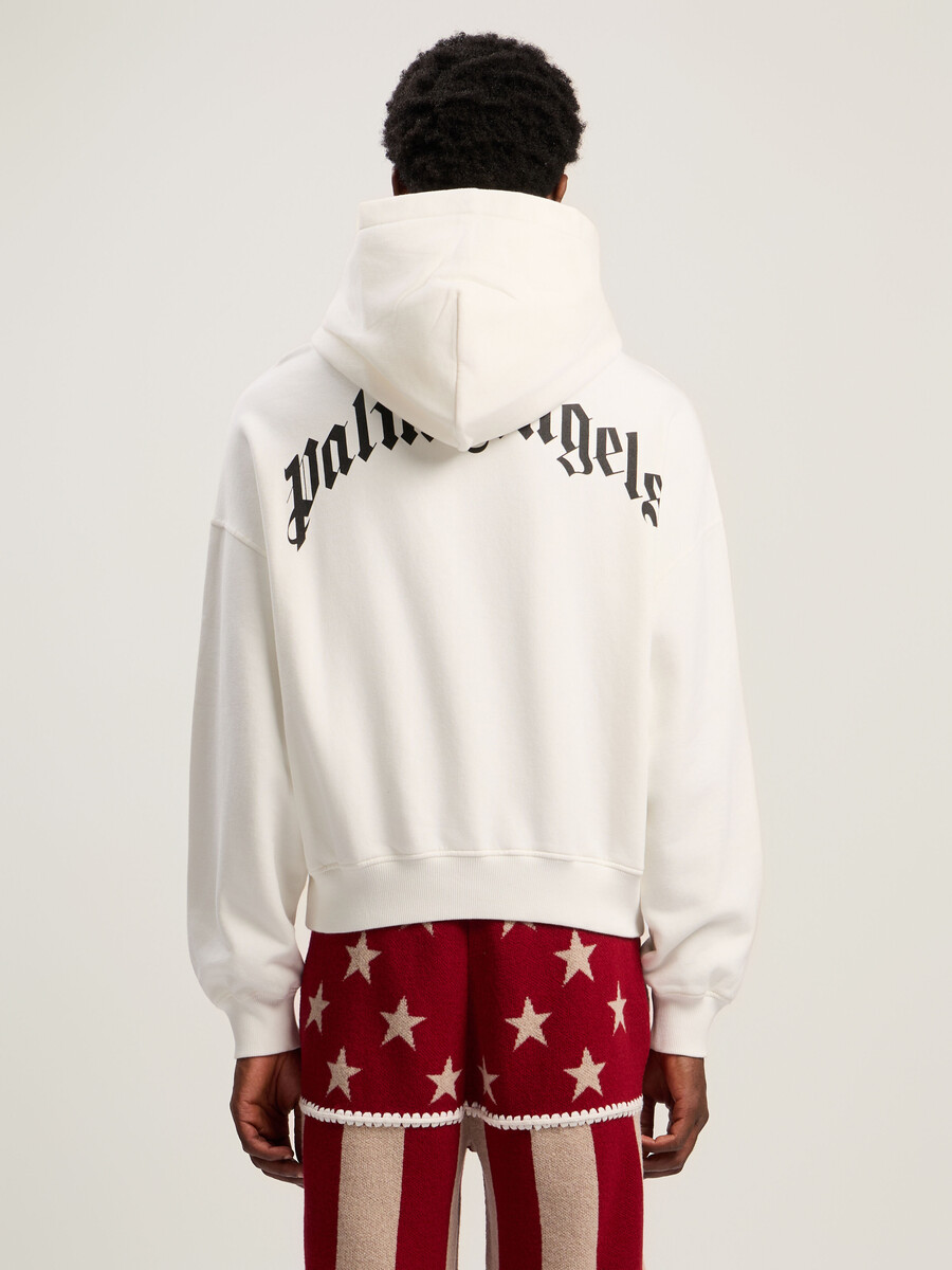 back curved logo loose hoodie