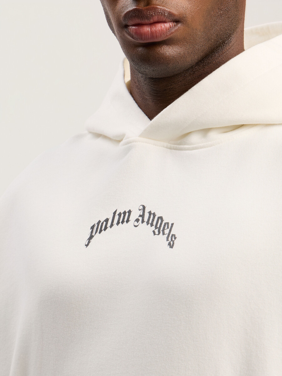 back curved logo loose hoodie