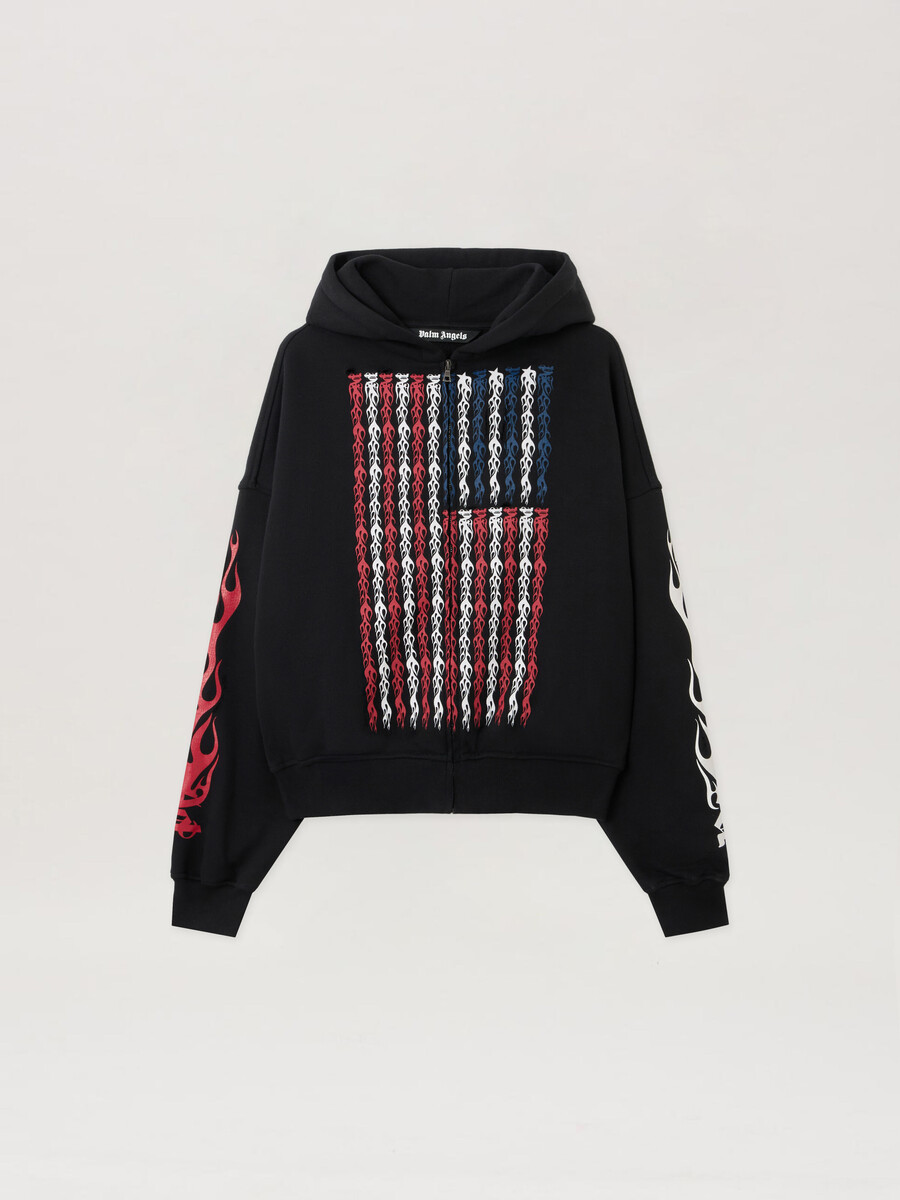flames flag zip hoodie