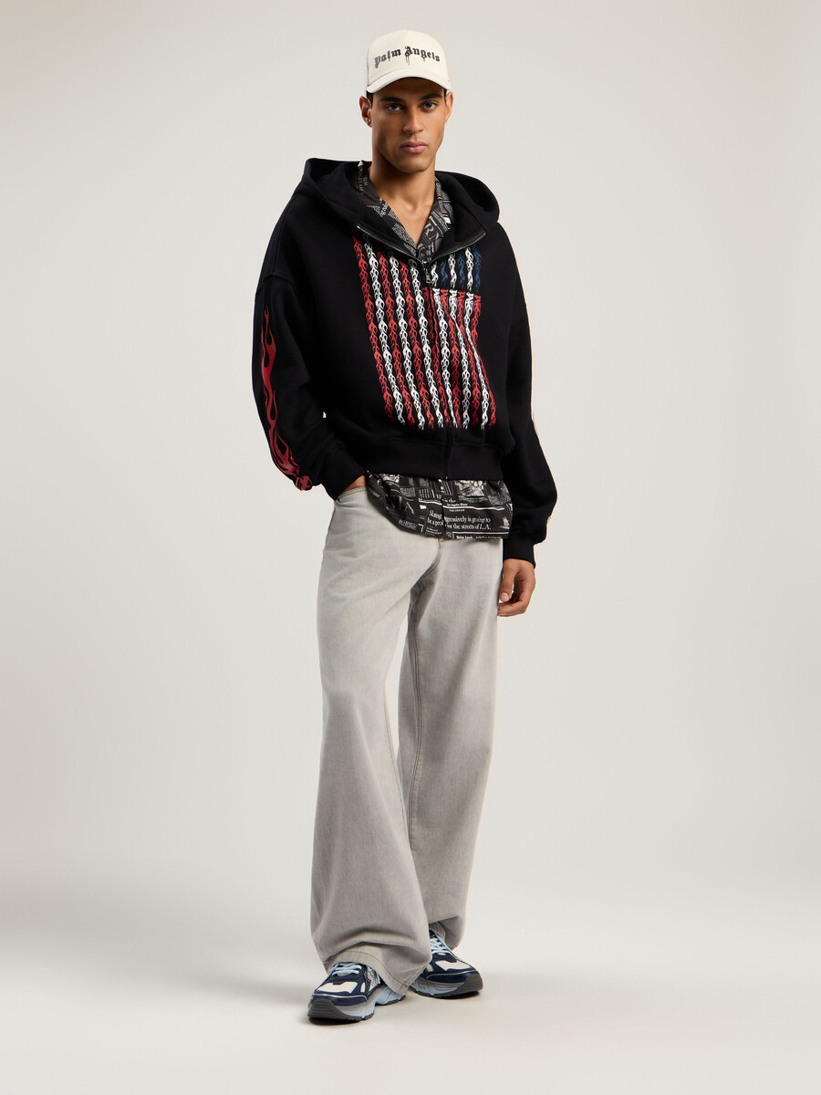 flames flag zip hoodie