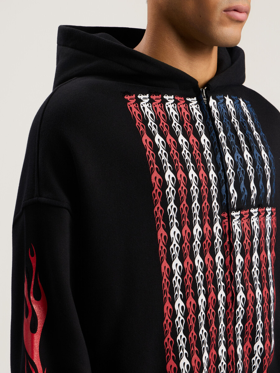 flames flag zip hoodie
