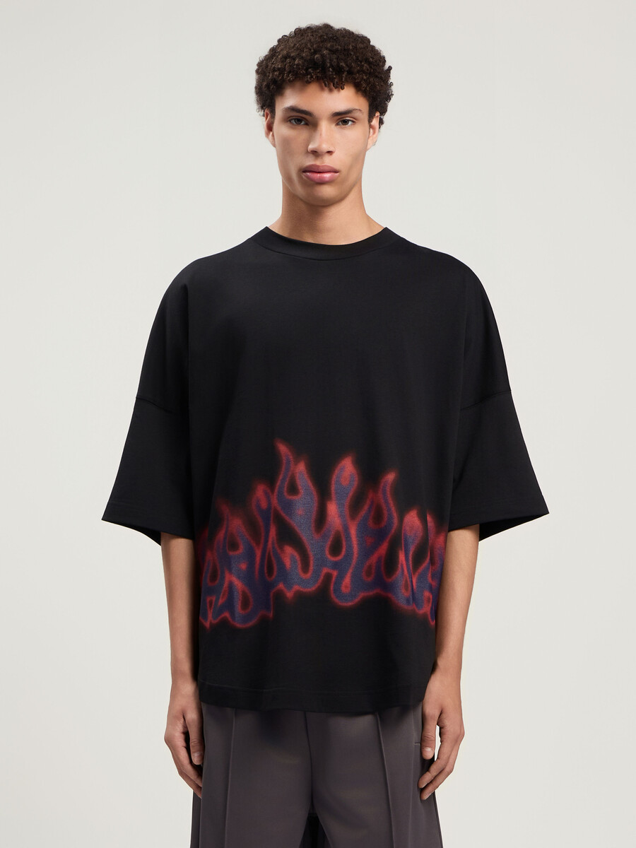 flames over t-shirt