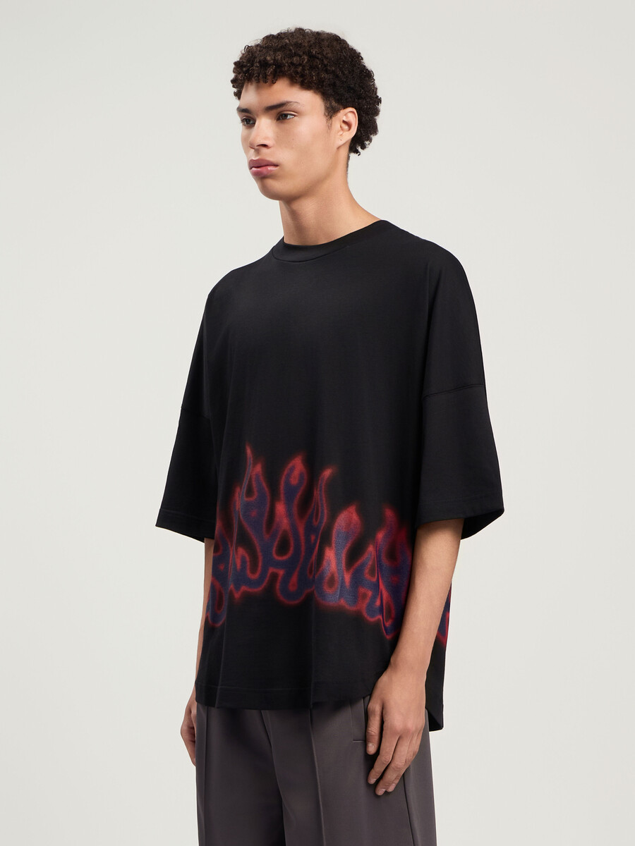 flames over t-shirt