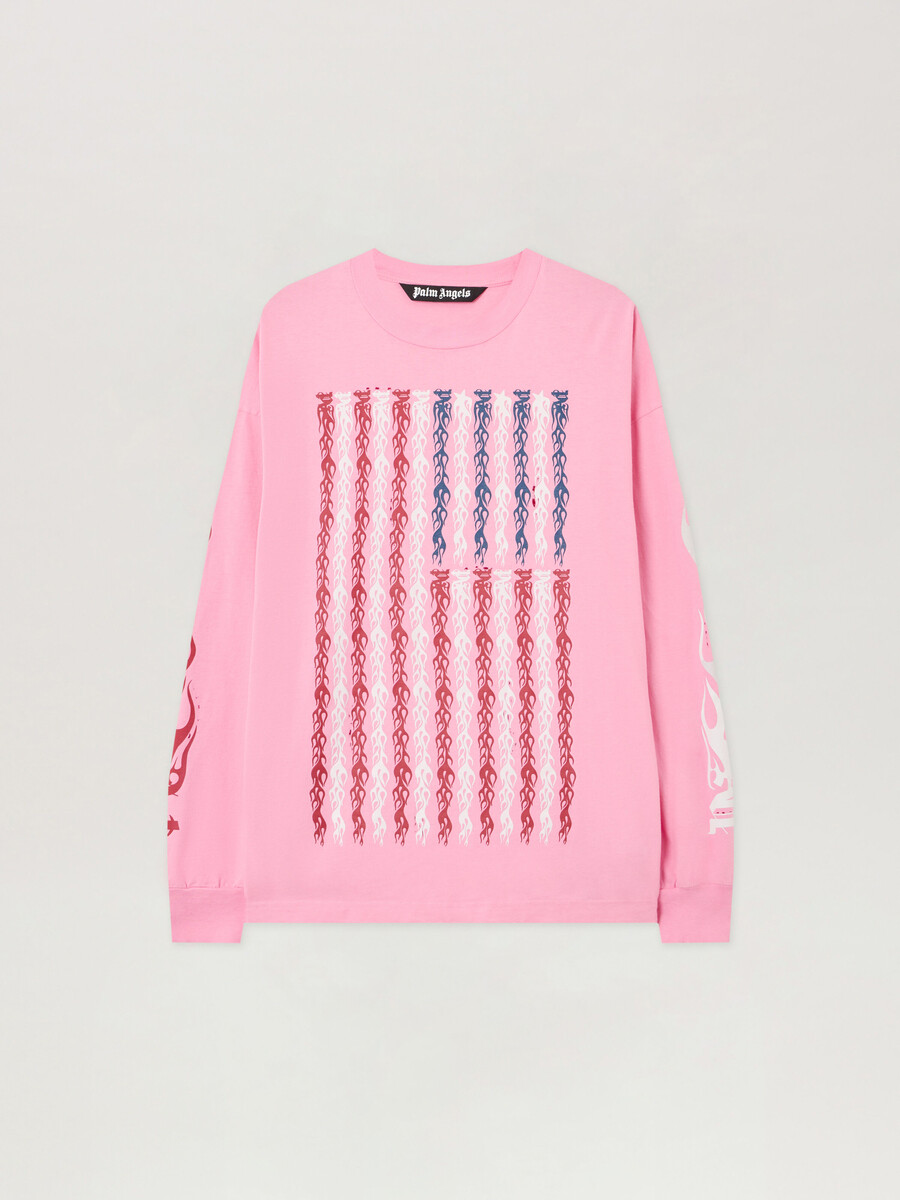 flames flag long sleeve t-shirt