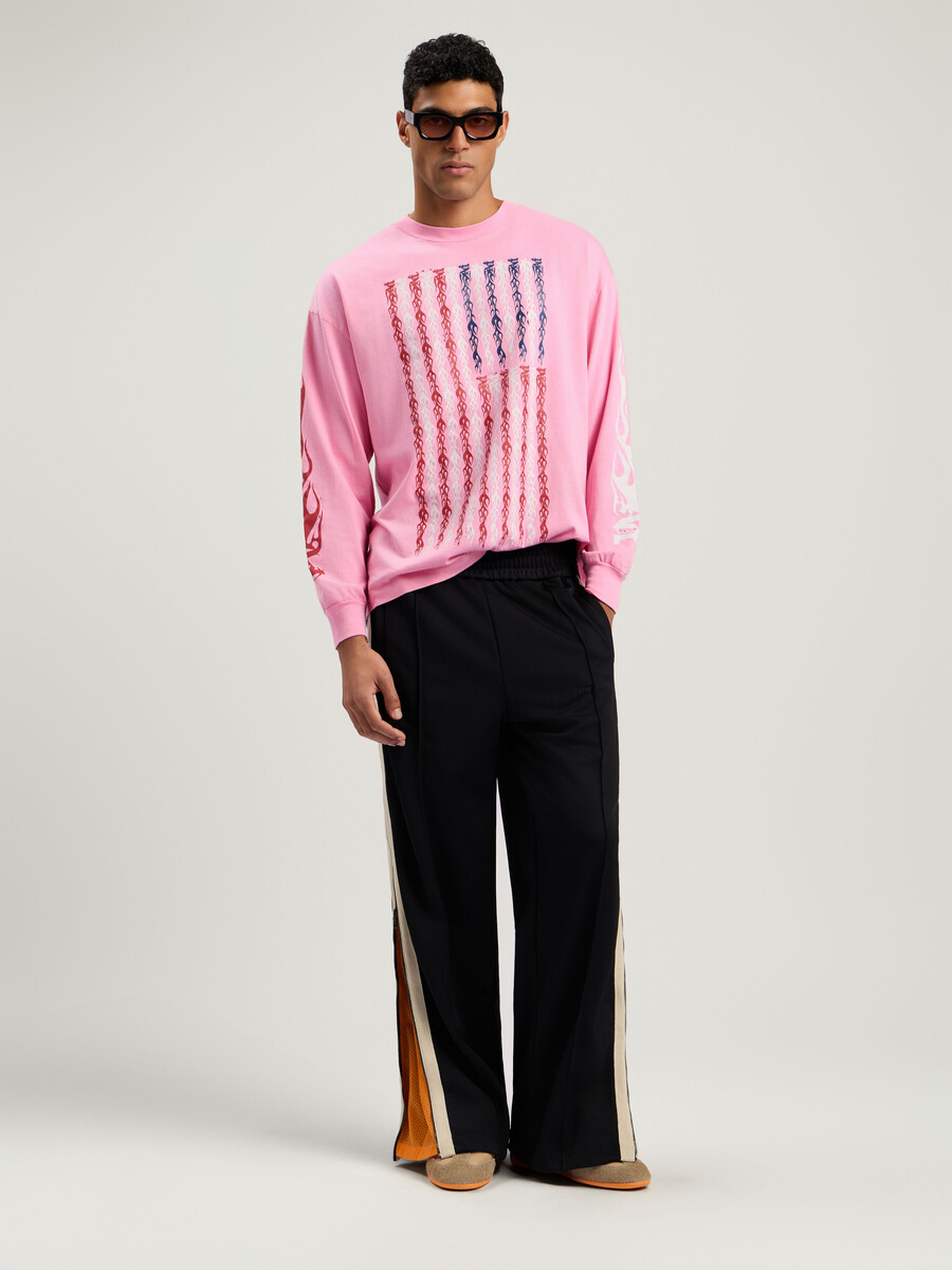 flames flag long sleeve t-shirt