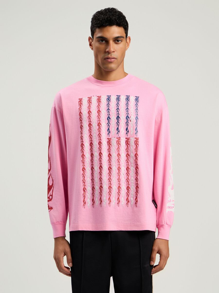 flames flag long sleeve t-shirt