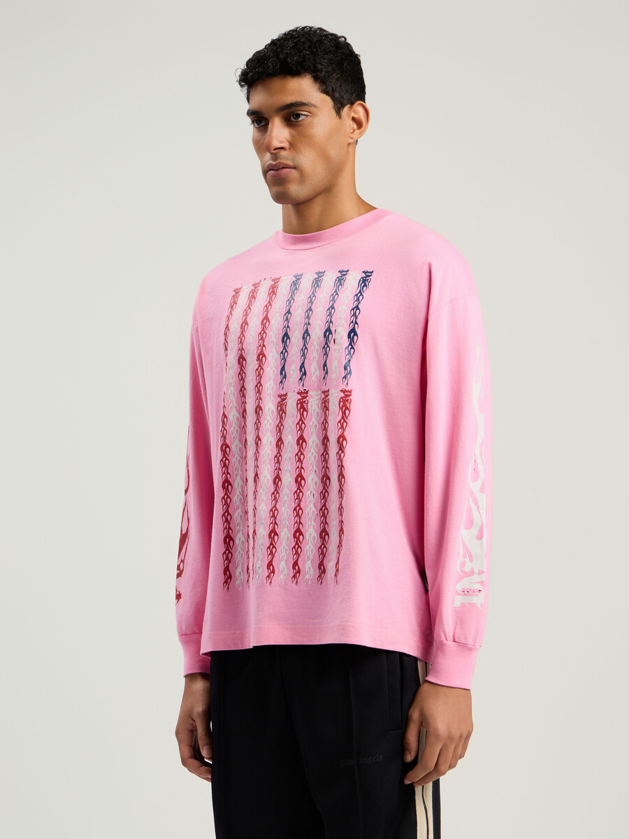 flames flag long sleeve t-shirt