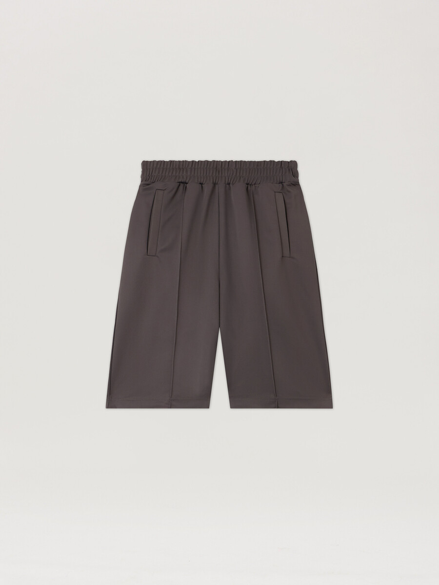back curved logo track shorts