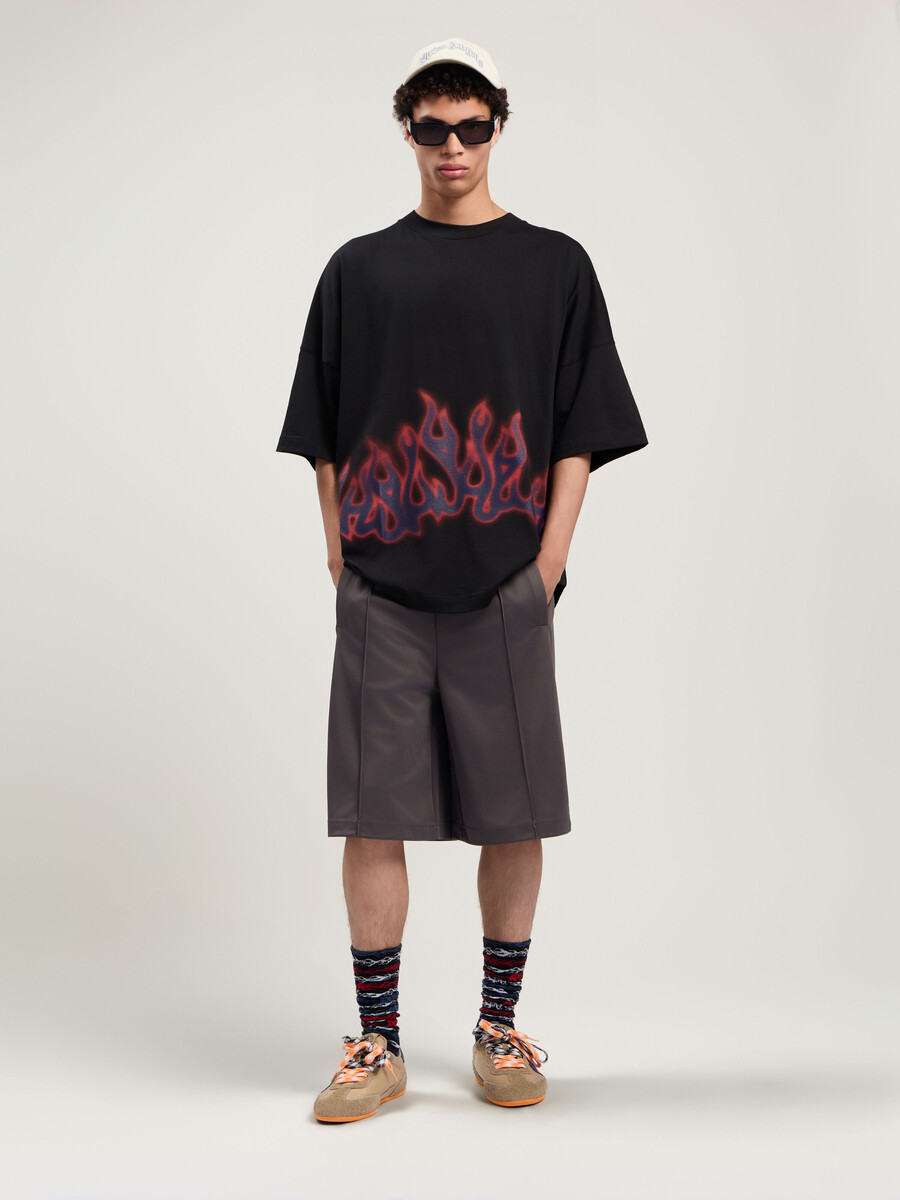 back curved logo track shorts