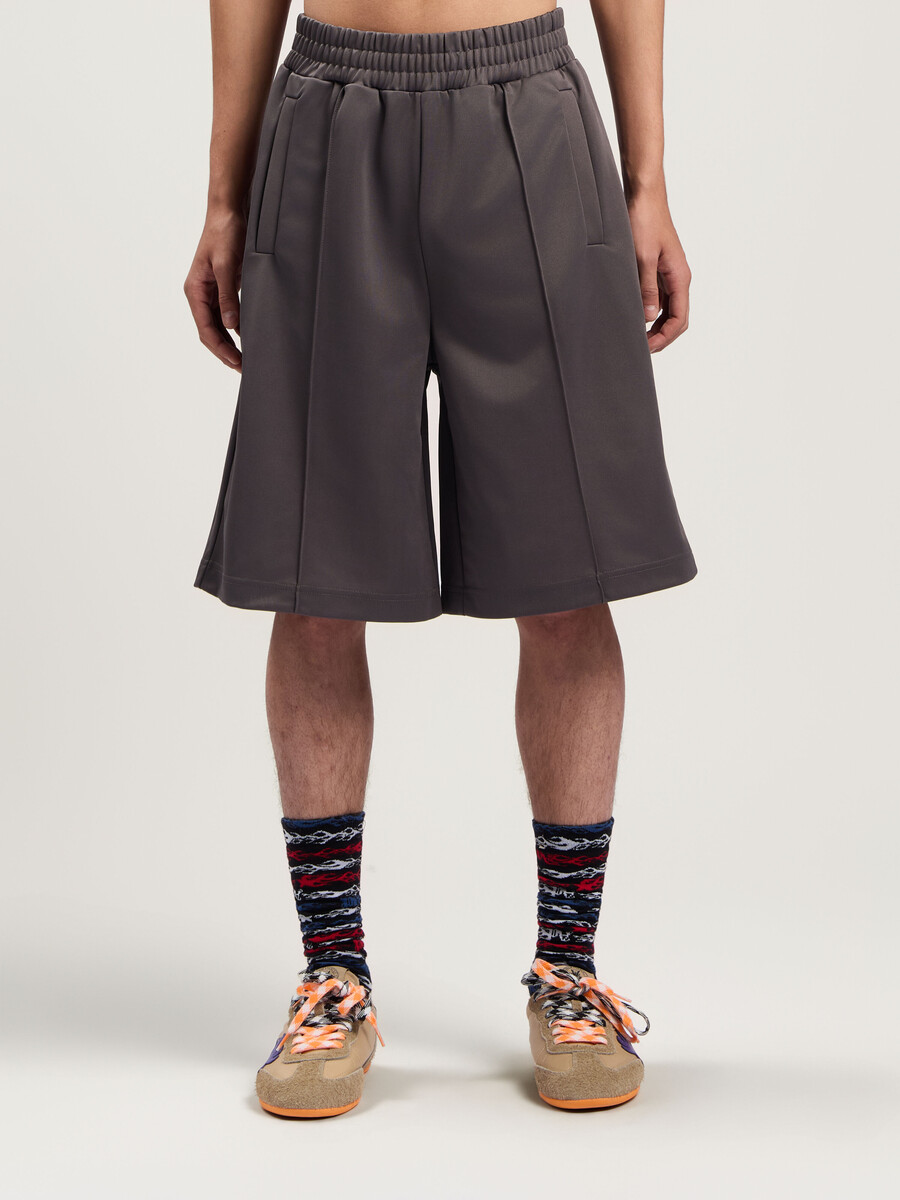 back curved logo track shorts