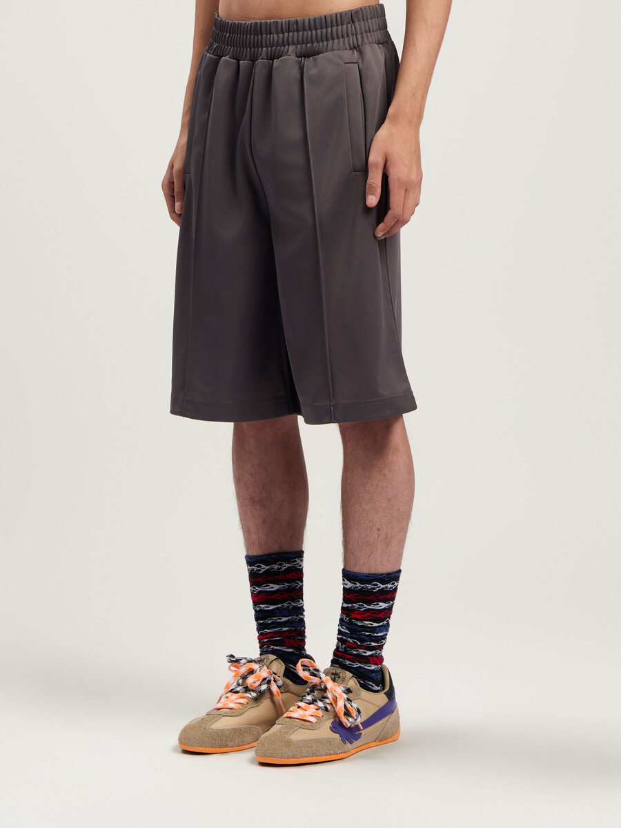 back curved logo track shorts