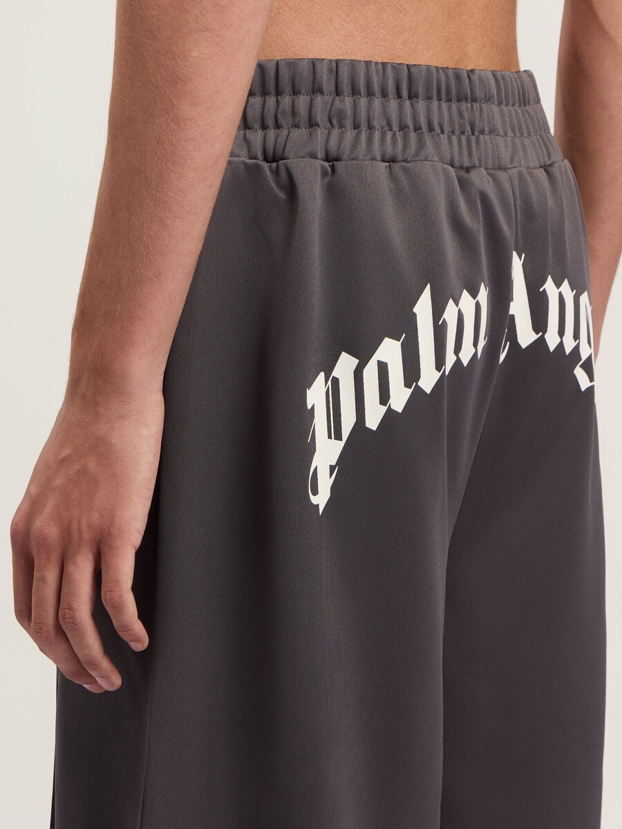 back curved logo track shorts