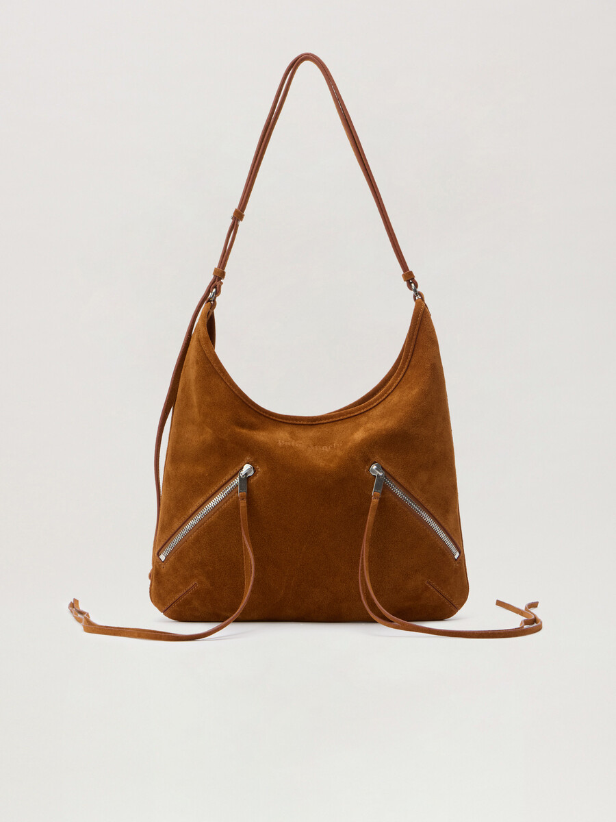 zip-up suede maxi bag