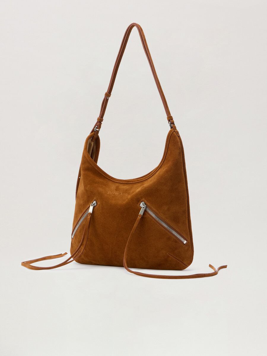 zip-up suede maxi bag