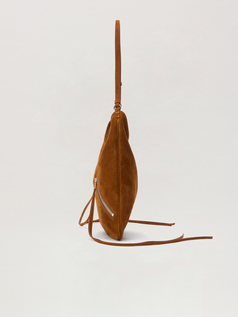 zip-up suede maxi bag