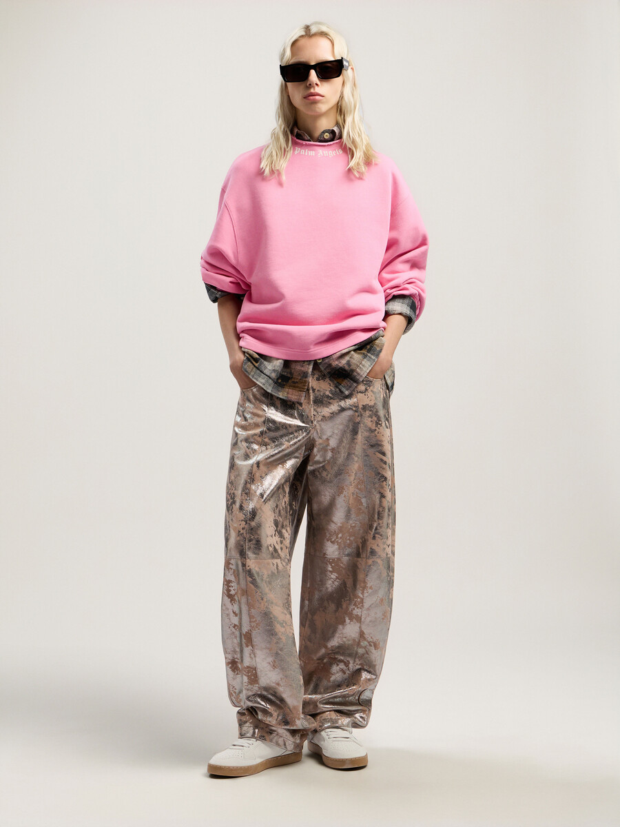 curved logo collar balloon sweatshirt