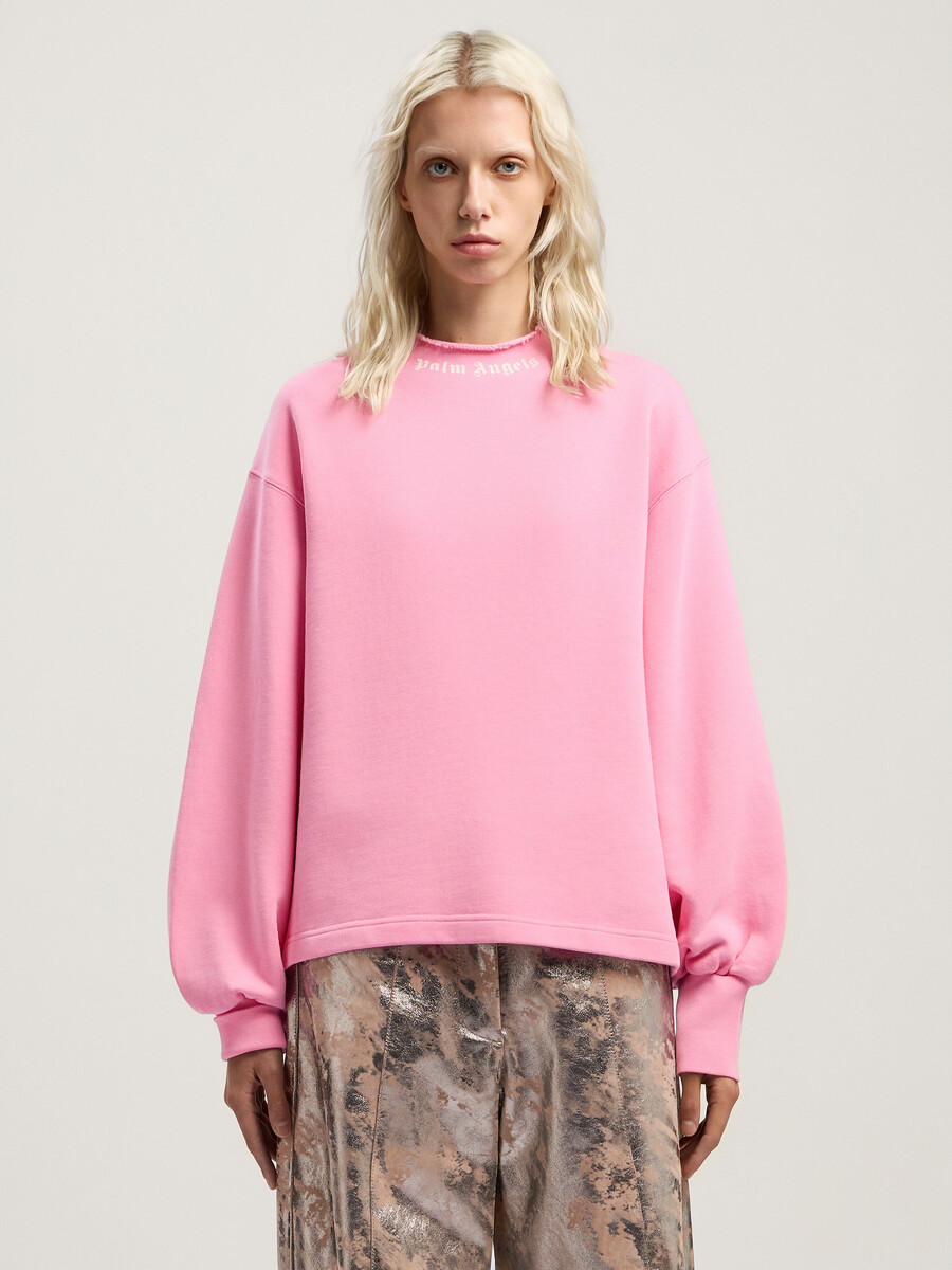 curved logo collar balloon sweatshirt