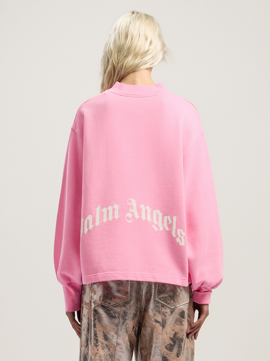 curved logo collar balloon sweatshirt