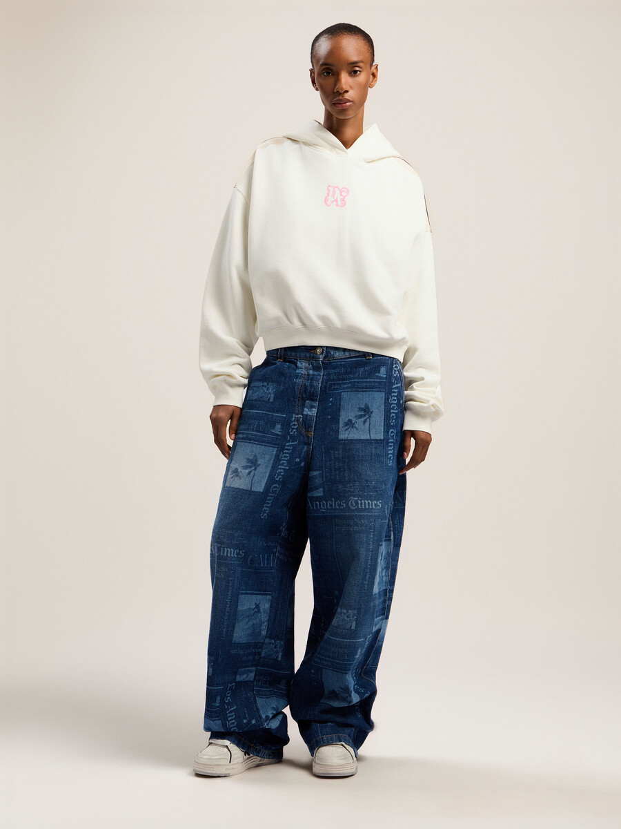 classic logo neon crop hoodie