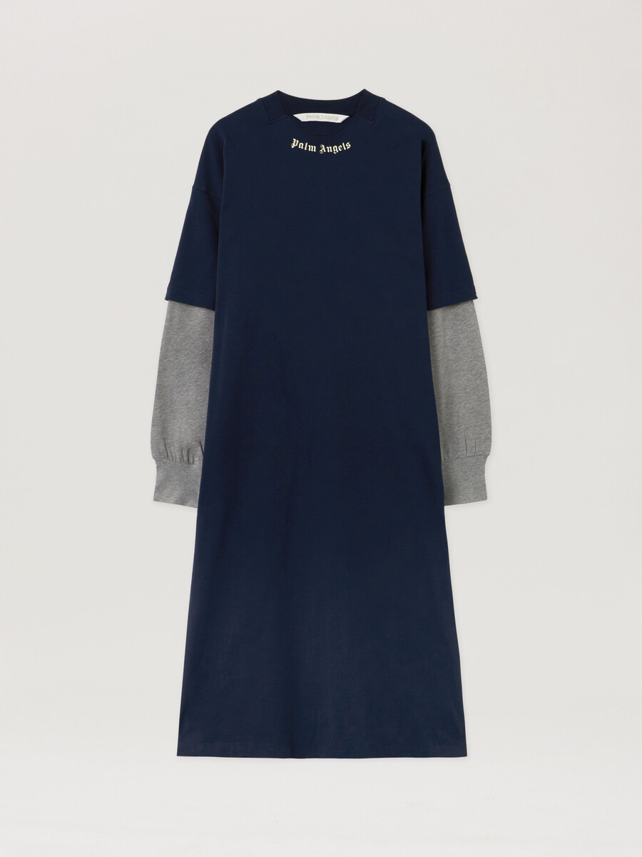 curved logo layered dress