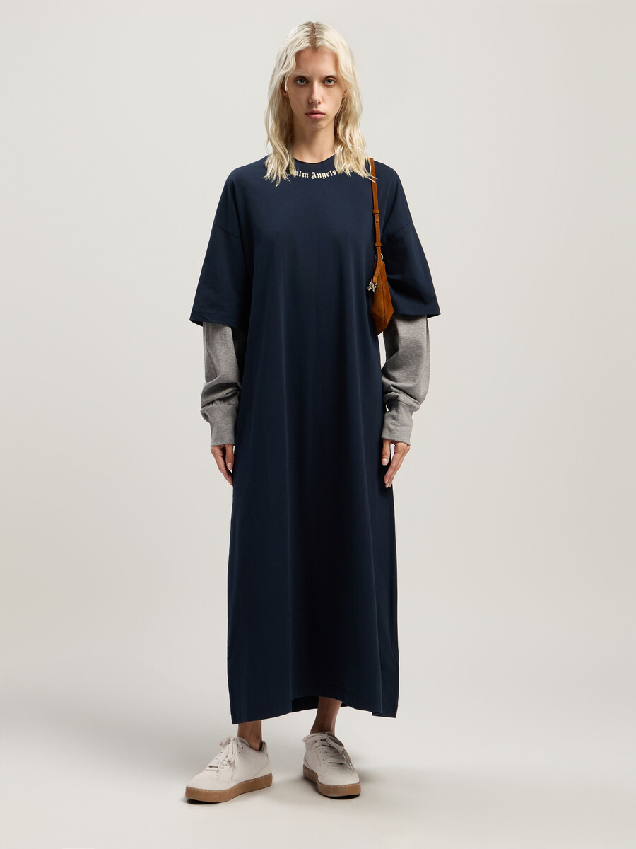 curved logo layered dress