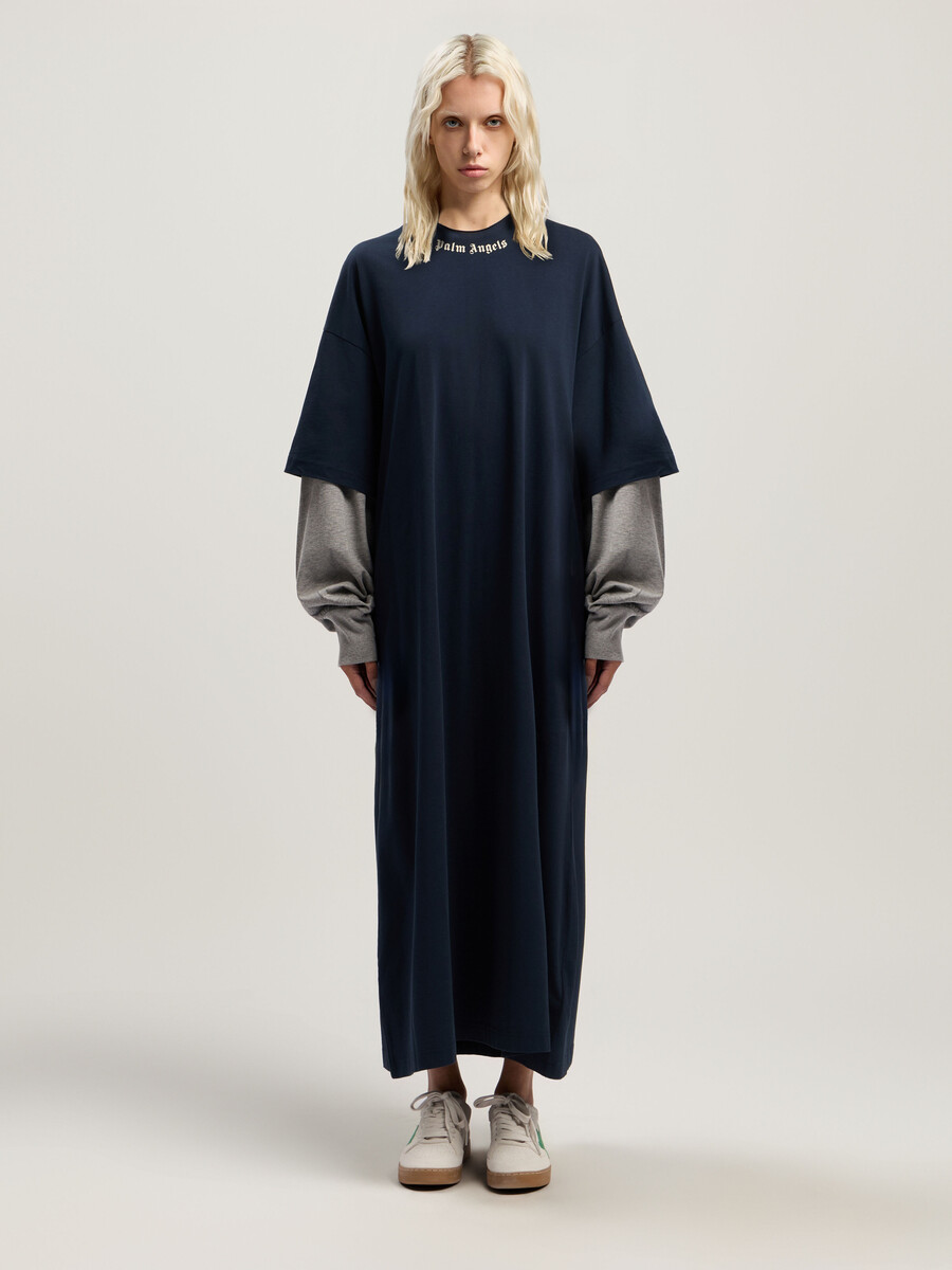curved logo layered dress